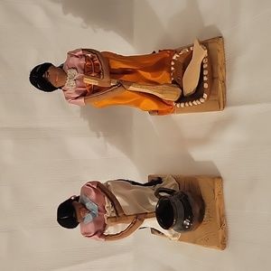 Vintage Navajo Pull Strings Women Stirring Pot & Cooking Fish